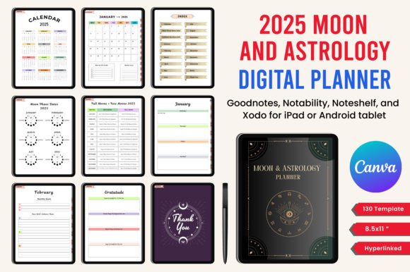 2025 Moon and Astrology Digital Planner