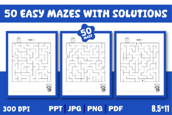 50 Easy Mazes for Kids with Solutions