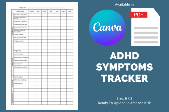 ADHD Symptoms Tracker - KDP Template