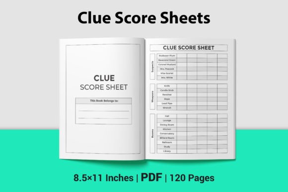 Clue Score Sheets and Clue Score Sheets Interior for Amazon KDP