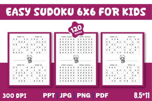 Easy Sudoku 6x6 for Kids with Solutions