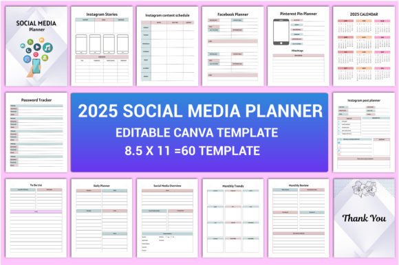 Editable 2025 Social Media Planner Kdp