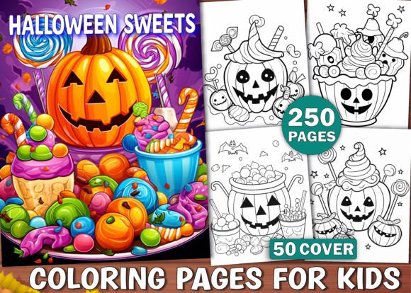 Halloween Sweets Coloring Pages for Kdp